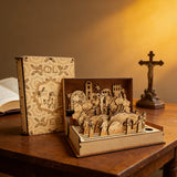 Crucifixion Scene Easter Wooden Book Gift