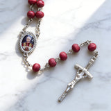 6MM Vatican Leo XIV Red Wood Bead Rosary