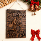 We Stand For The Flag, We Kneel For The Fallen -American soldier wood carving memorial icon