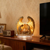 “Holy Family Angel-Wing Nativity” 2D Flat Acrylic Decor – A Glowing Tribute to Christmas