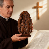 Natural Beechwood Nativity Scene Wooden Carved Plaque Tabletop Arrangement