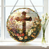 Stained Glass Cross Acrylic Suncatcher: A Christian Symbol of Beauty & Redemption