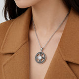 Celtic Knot Crystal Cross Wheel Necklace – Faith & Elegance Woven in Light