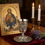 Jerusalem Holy Grail (Cup & Saucer Set) - Authentic Kiddush Cup for Shabbat, Passover & Special Occasions