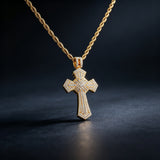 Iced Baguette & Round CZ Cross Pendant Necklace – Faith, Luxury & Statement Style