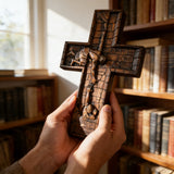 BGCOPPER Savior Jesus Cross - Carved from Natural Wood