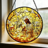 Jesus & Creation Stained Glass Suncatcher: Light, Faith, and the Beauty of God’s World