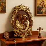 Bgcopper Holy family Nativity Wood Carving Gift Religious Family Wall Decor