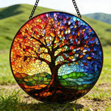 Rainbow Tree of Life Stained Glass Suncatcher: Where Color Meets the Eternal