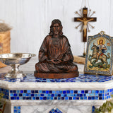 🕊️ Jesus Meditation Wooden Statue - Desk Sculpture for Prayer & Reflection