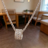 Iced-Out Barrel Pendant Necklace – Timeless Elegance & Sparkling Simplicity