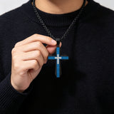 Brushed & Faceted Titanium Steel Cross Necklace – Modern Faith, Bold Devotion