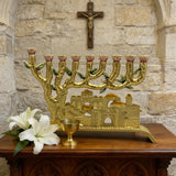Golden Jerusalem 9-Branch Menorah: Light That Ties to the Holy City