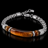Faith Tiger Eye & Stainless Steel Men's Bracelet – Strength, Courage & Daily Reminder