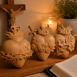 Holy Family Three Sacred Hearts Wooden Wall Decoration - gift presentation