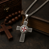 Knights Templar Celtic Knot Cross Necklace for Men, Red Enamel Templar Symbol Stainless Steel Pendant Product Parameters