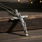 S925K Sandblasted Silver Jesus Crucifix Pendant