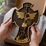 Archangel Michael Solid Wood Carving Gift - size and finish detail