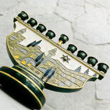 Jerusalem Skyline Hanukkah Menorah – Cloisonné Enamel Judaica Candle Holder