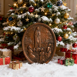 Our Lady of Fatima Wood Carving Decoration - Virgin Wall Pendant