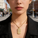 Sparkling Cross Pendant Necklace | Diamond-Set Stainless Steel Jewelry