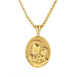 18K Gold Plated Blessed Virgin Mary Madonna and Infant Jesus Necklace - BGCOPPER