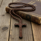 8mm Wooden Bead Rosary Necklace | Catholic Devotional Jewelry