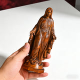Hand Carved Sacred Heart of Jesus Virgin Mary Wooden Tabletop Ornament