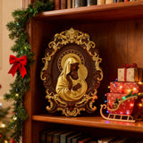 Mother Mary with Baby Jesus Wood Carving Decor