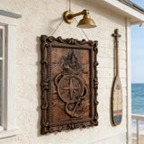 Nautical Compass & Anchor Hand-Carved Wood Wall Art: Adventure Woven in Beechwood