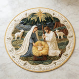 3D Embossed Nativity Scene Christmas Round Rug