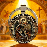 Saint Michael Defender Glass Keychain: Carry His Protection in Your Pocket