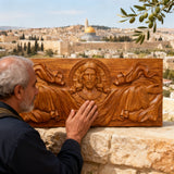 Trinity of Grace” Hand-Carved Jesus & Holy Spirit Wood Wall Art – 22.75