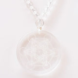 White Crystal Metatron Tesseract Necklace, Spiritual Protection Medal - BGCOPPER