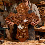 American Eagle Wooden Cross – God Bless America