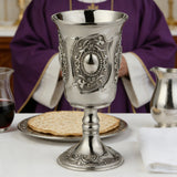 Jerusalem Holy Grail (Cup & Saucer Set) - Authentic Kiddush Cup for Shabbat, Passover & Special Occasions