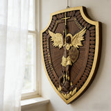 Guardian Michael Wood Carving - Handcrafted Spiritual Shield & Heirloom Gift