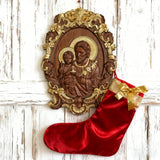 “St. Joseph & Child Jesus” Hand-Carved Wood Icon – A Timeless Christian Gift for Father’s Day & Faithful Homes