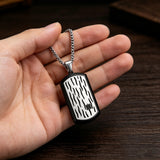 Water Ripple Texture Dog Tag Pendant Necklace