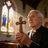 Eternal Heart Hand-Carved Wood Cross: Faith Woven with Love