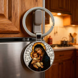 “Our Lady & Child” Stained Glass Style Keychain – A Daily Reminder of Maternal Grace