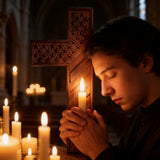 American Flag Cross - Carved in Natural Wood