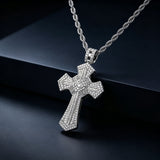 Iced Baguette & Round CZ Cross Pendant Necklace – Faith, Luxury & Statement Style