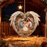 Nativity Scene Heart Angel Acrylic Ornament