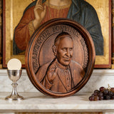 Pope Francis Hand-Carved Beechwood Wall Plaque