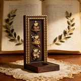 Holy Family Three Sacred Hearts Candlestick Wooden Carved Tabletop Arrangement