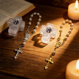 6mm Pearl Rosary Bracelet with Cross Case | Catholic Devotional Jewelry