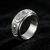 Sun, Moon & Stars Rotating Fidget Ring | Celestial Anxiety Relief Jewelry
