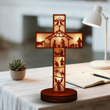 Boxwood LED Nativity Cross – The Light of Christ Shines Within