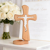 Beechwood Cross Candle Holder: Bearing Faith in Wood, Kindling Devotion with Light